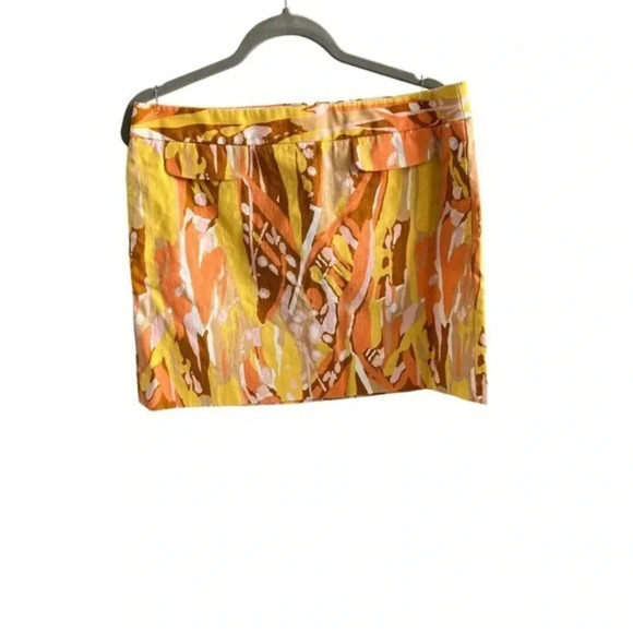 J.Crew Womens Stretch Floral Print Flap Pockets Mini Skirt Orange Size 10 - Picture 1 of 2